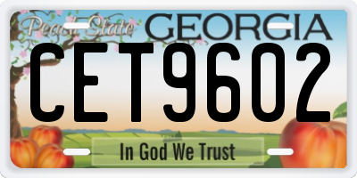GA license plate CET9602