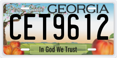 GA license plate CET9612