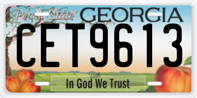 GA license plate CET9613