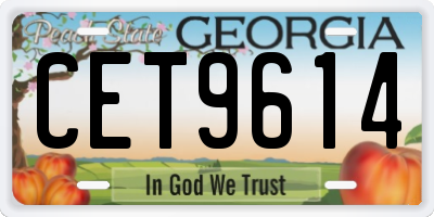 GA license plate CET9614