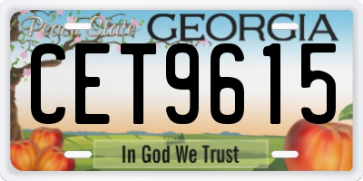GA license plate CET9615