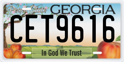 GA license plate CET9616