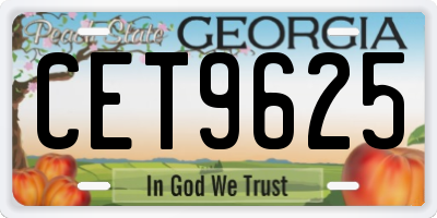 GA license plate CET9625