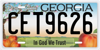 GA license plate CET9626