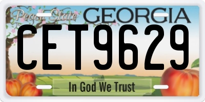 GA license plate CET9629