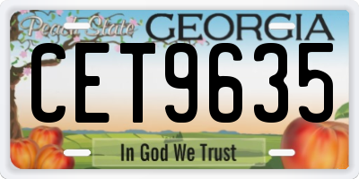 GA license plate CET9635