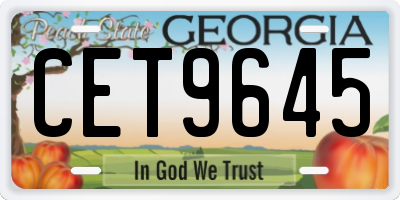 GA license plate CET9645