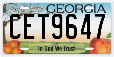 GA license plate CET9647