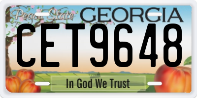 GA license plate CET9648