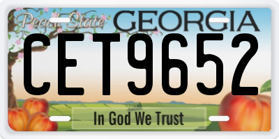 GA license plate CET9652