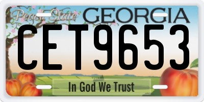 GA license plate CET9653