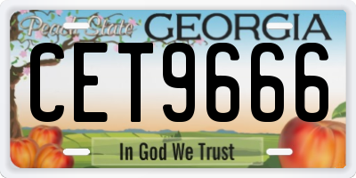 GA license plate CET9666