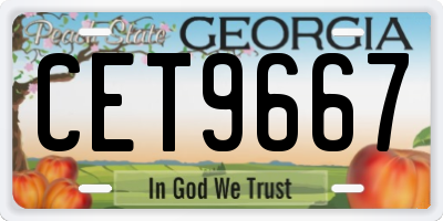 GA license plate CET9667