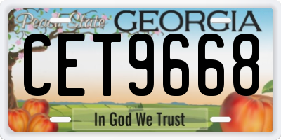 GA license plate CET9668