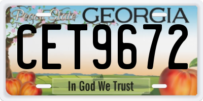 GA license plate CET9672