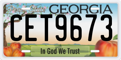 GA license plate CET9673