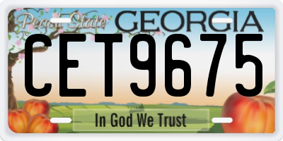 GA license plate CET9675
