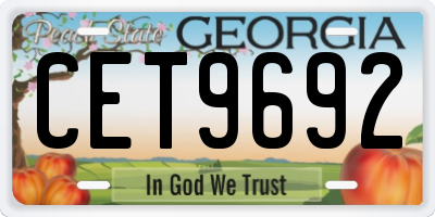 GA license plate CET9692