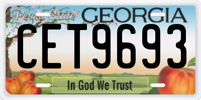 GA license plate CET9693