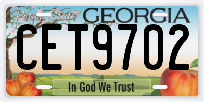 GA license plate CET9702