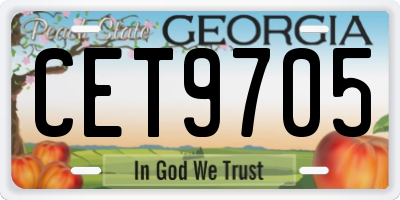 GA license plate CET9705