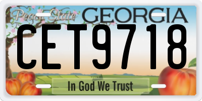 GA license plate CET9718