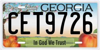 GA license plate CET9726