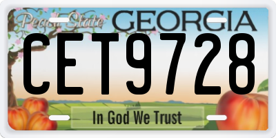 GA license plate CET9728