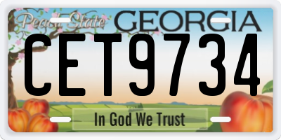 GA license plate CET9734