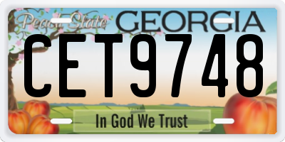 GA license plate CET9748