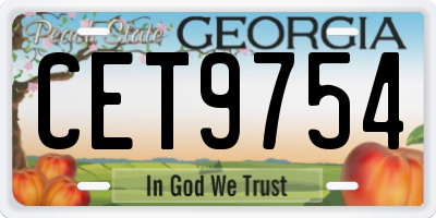 GA license plate CET9754