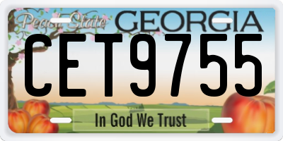 GA license plate CET9755