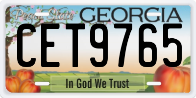 GA license plate CET9765