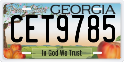 GA license plate CET9785