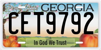 GA license plate CET9792
