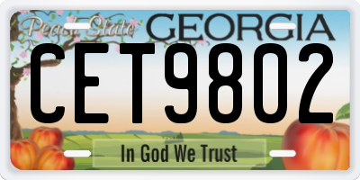 GA license plate CET9802