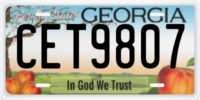 GA license plate CET9807