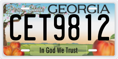 GA license plate CET9812