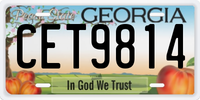 GA license plate CET9814