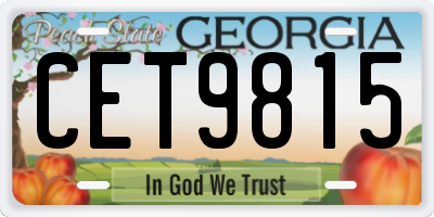 GA license plate CET9815