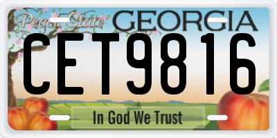 GA license plate CET9816