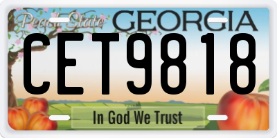 GA license plate CET9818