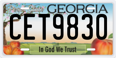GA license plate CET9830