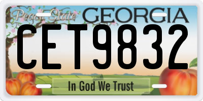 GA license plate CET9832