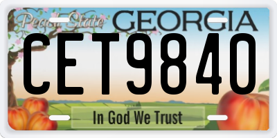 GA license plate CET9840