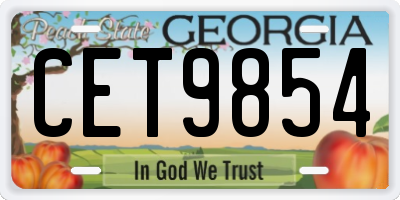 GA license plate CET9854