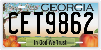 GA license plate CET9862