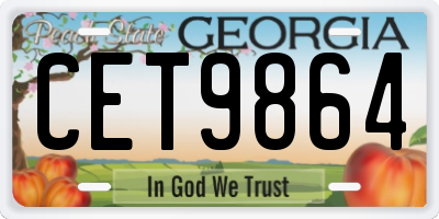GA license plate CET9864