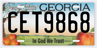 GA license plate CET9868