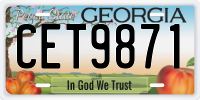 GA license plate CET9871
